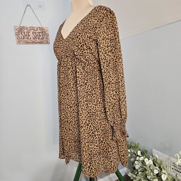 New Kori America Dress Womens Leopard Print Small NWT Cheetah Animal Midi Relax - Picture 5 of 16